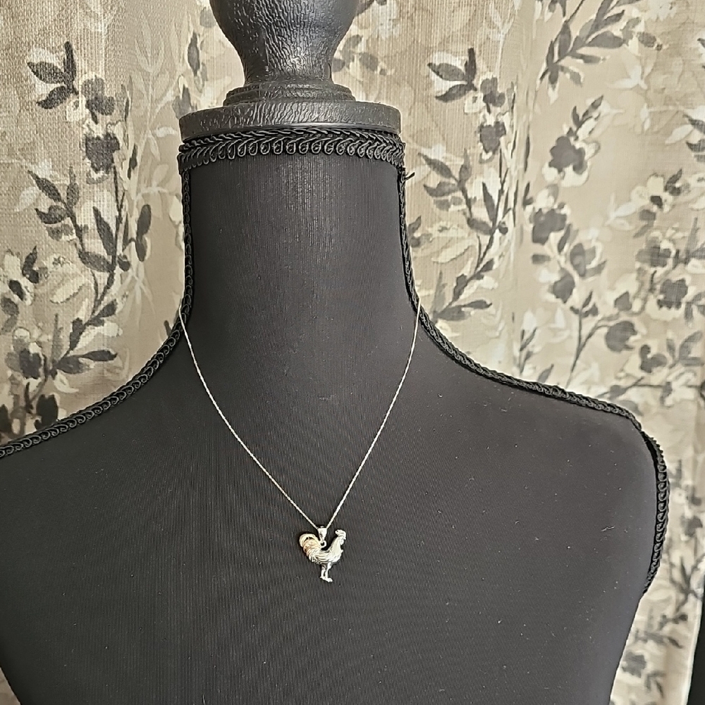 Charming Silver Rooster Pendant Necklace